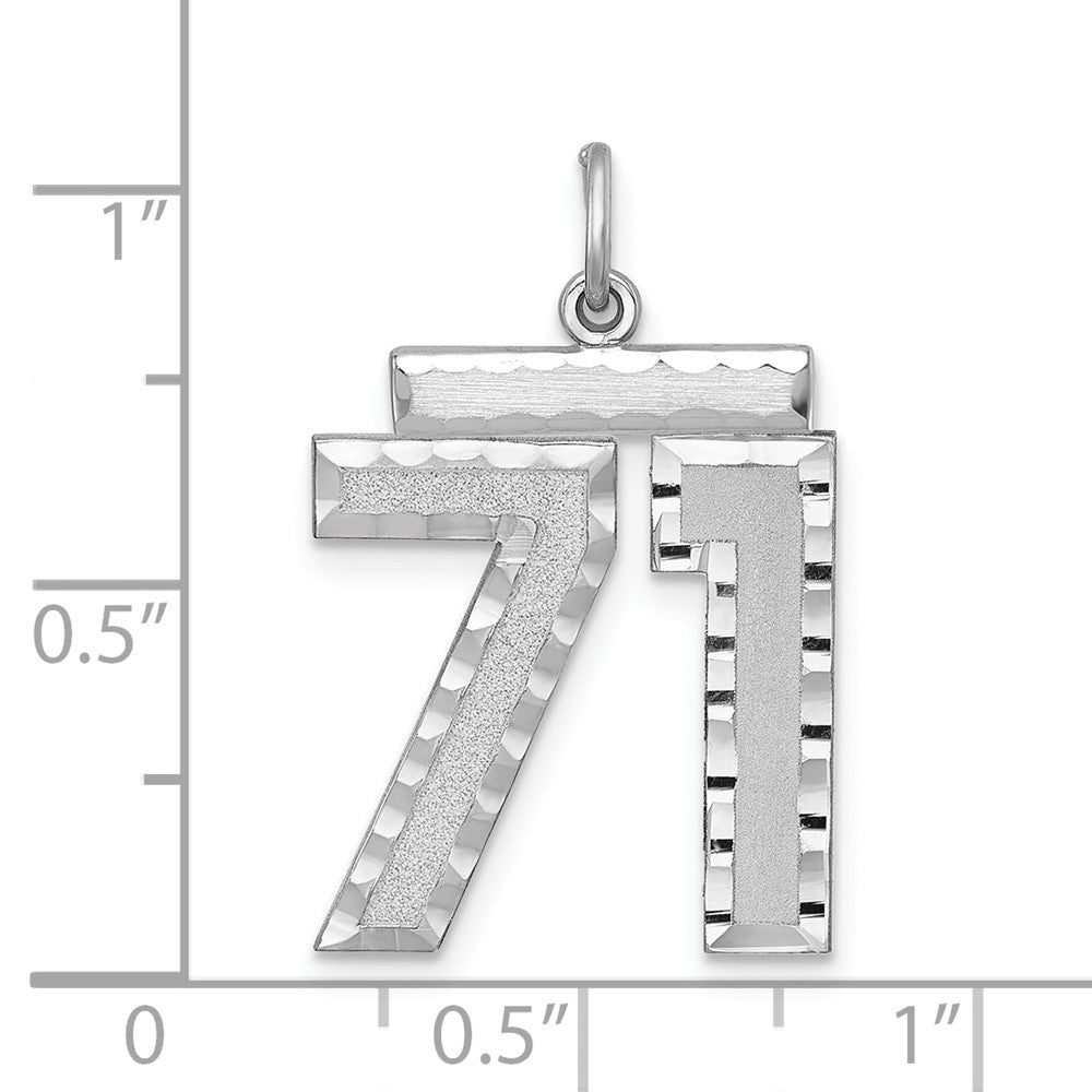 Alternate view of the Sterling Silver, Varsity Collection, Large D/C Pendant, Number 71 by The Black Bow Jewelry Co.