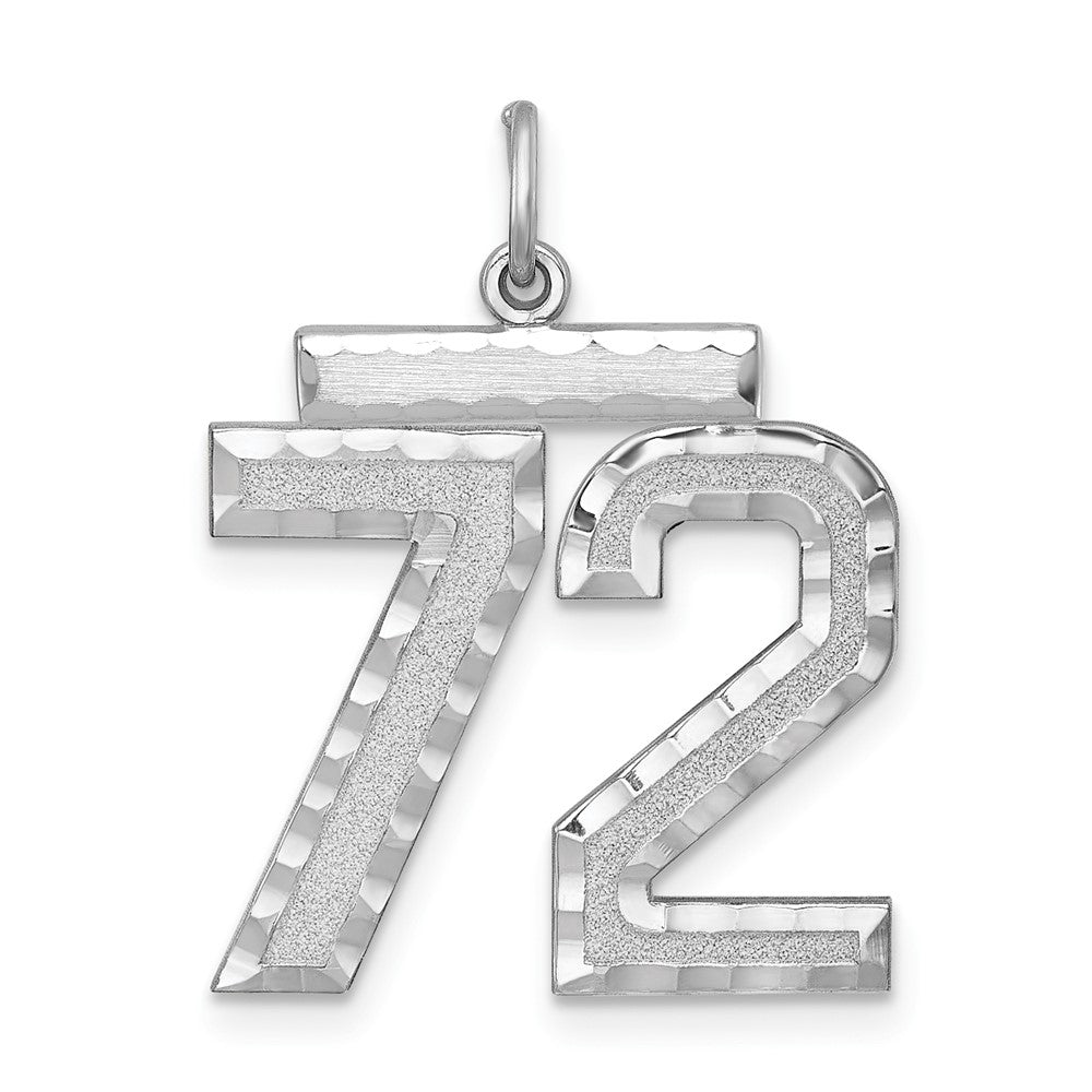 Sterling Silver, Varsity Collection, Large D/C Pendant, Number 72, Item P33460-72 by The Black Bow Jewelry Co.