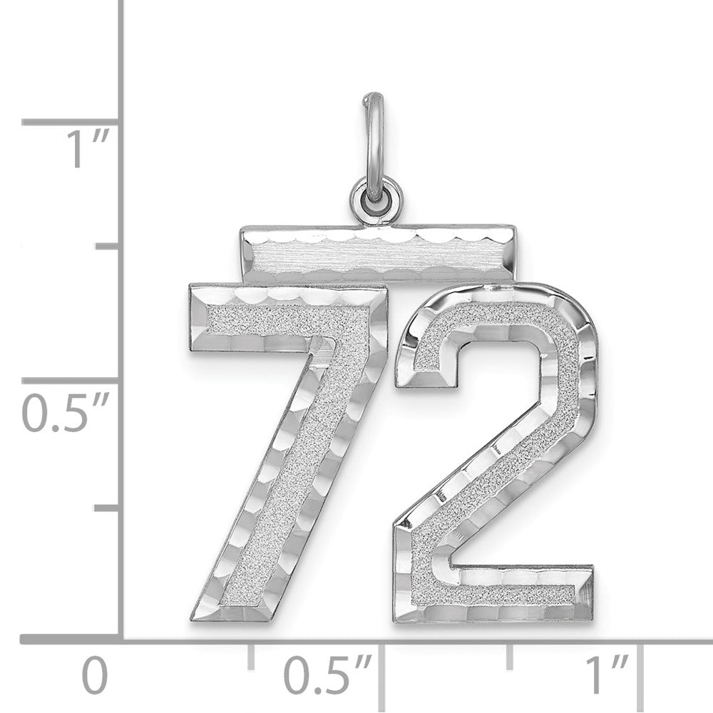 Alternate view of the Sterling Silver, Varsity Collection, Large D/C Pendant, Number 72 by The Black Bow Jewelry Co.