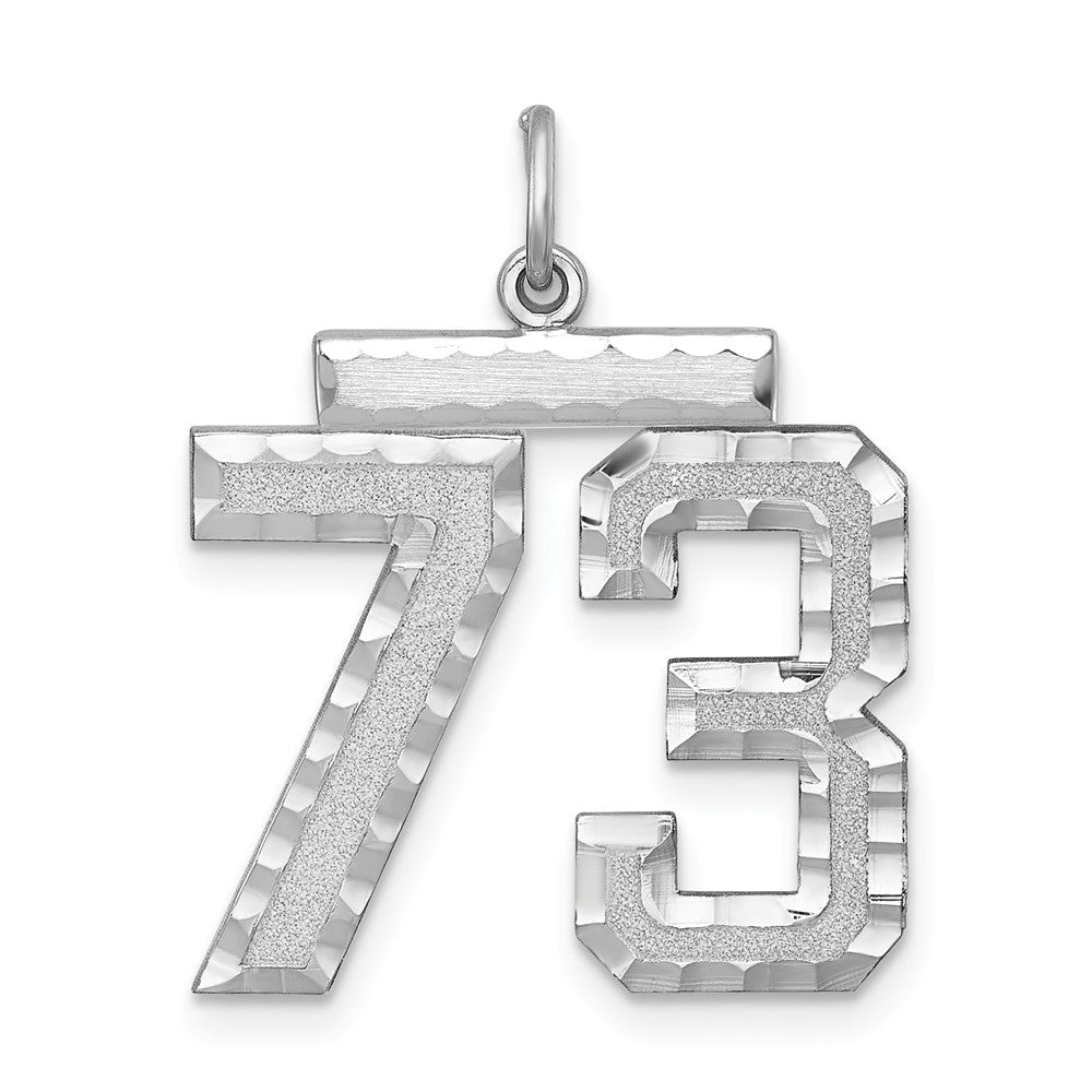 Sterling Silver, Varsity Collection, Large D/C Pendant, Number 73, Item P33460-73 by The Black Bow Jewelry Co.