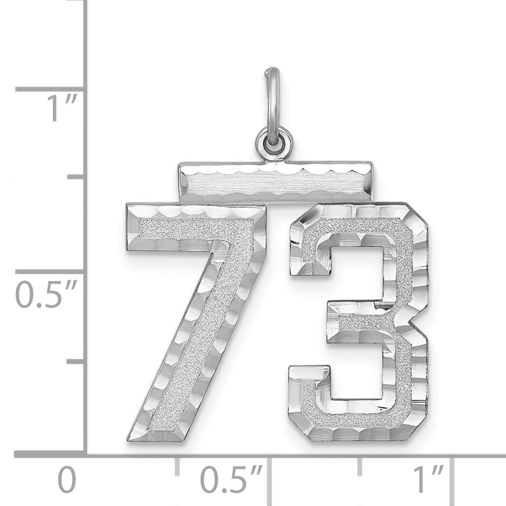 Alternate view of the Sterling Silver, Varsity Collection, Large D/C Pendant, Number 73 by The Black Bow Jewelry Co.