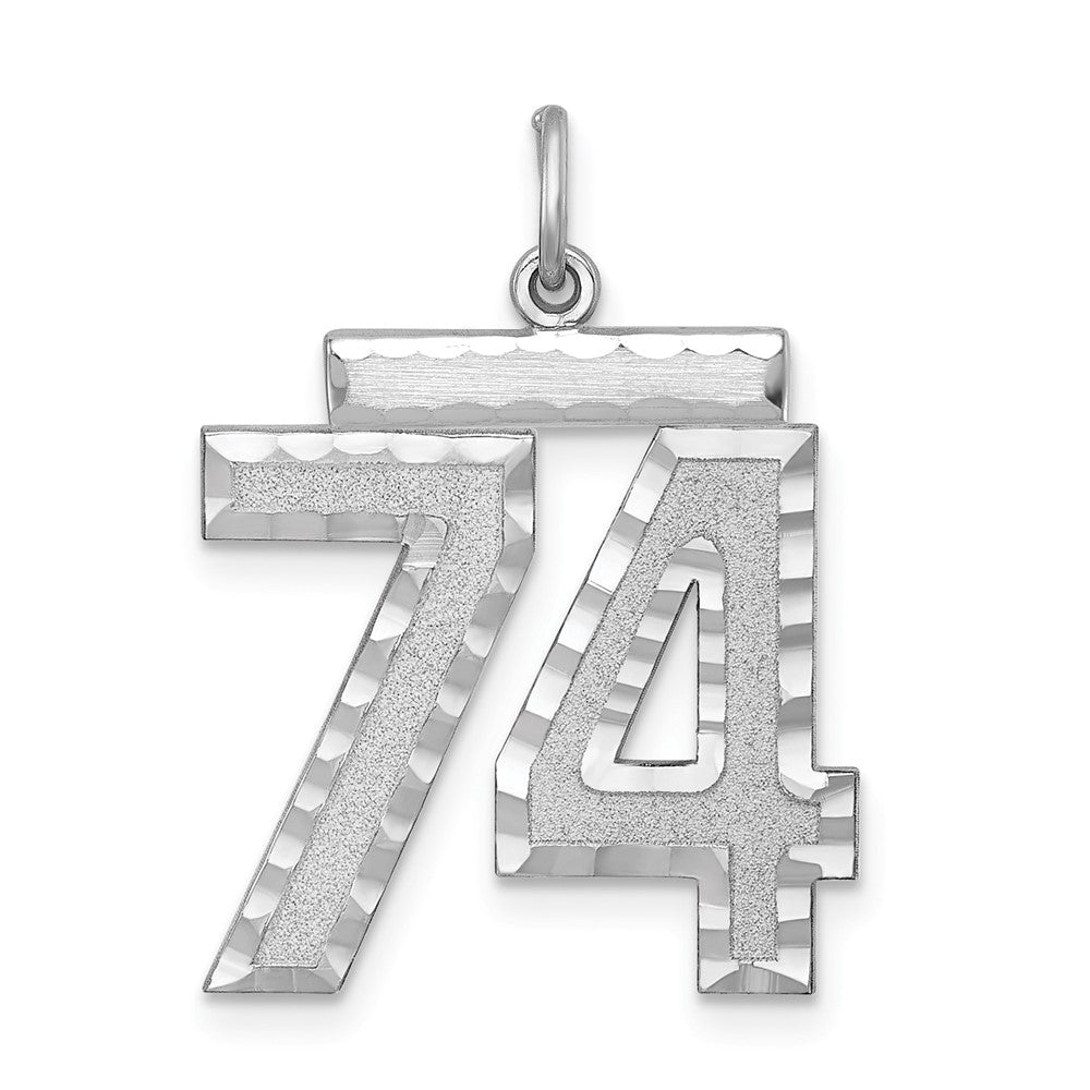 Sterling Silver, Varsity Collection, Large D/C Pendant, Number 74, Item P33460-74 by The Black Bow Jewelry Co.
