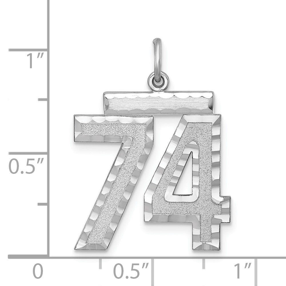 Alternate view of the Sterling Silver, Varsity Collection, Large D/C Pendant, Number 74 by The Black Bow Jewelry Co.