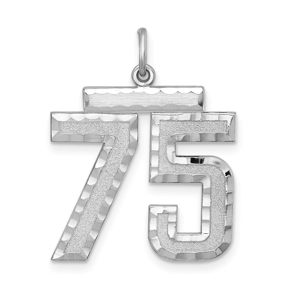 Sterling Silver, Varsity Collection, Large D/C Pendant, Number 75, Item P33460-75 by The Black Bow Jewelry Co.