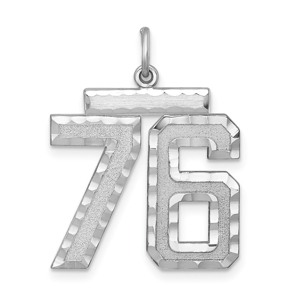 Sterling Silver, Varsity Collection, Large D/C Pendant, Number 76, Item P33460-76 by The Black Bow Jewelry Co.