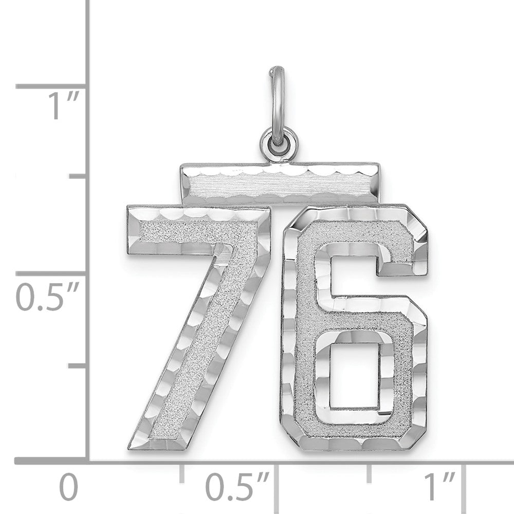 Alternate view of the Sterling Silver, Varsity Collection, Large D/C Pendant, Number 76 by The Black Bow Jewelry Co.