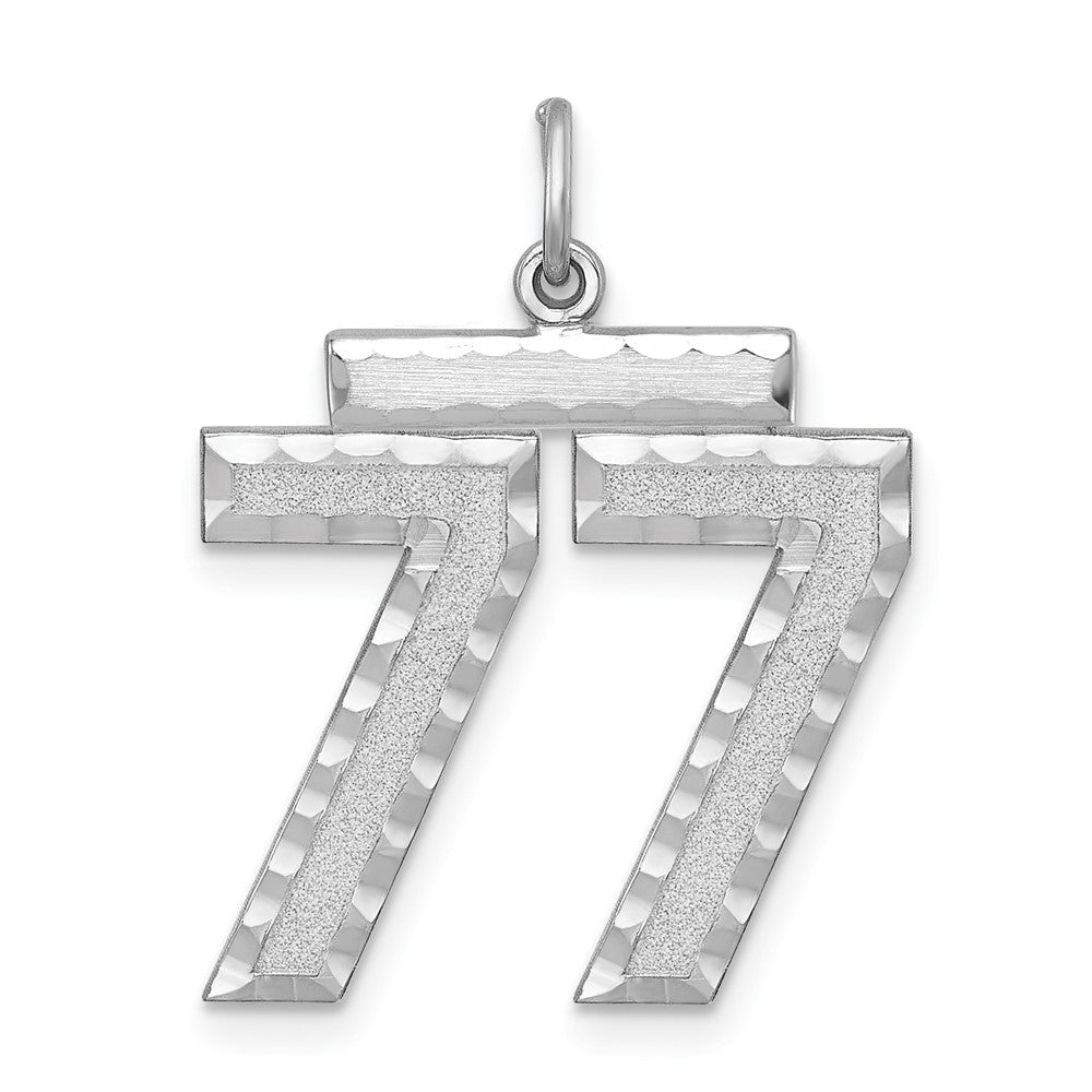 Sterling Silver, Varsity Collection, Large D/C Pendant, Number 77, Item P33460-77 by The Black Bow Jewelry Co.