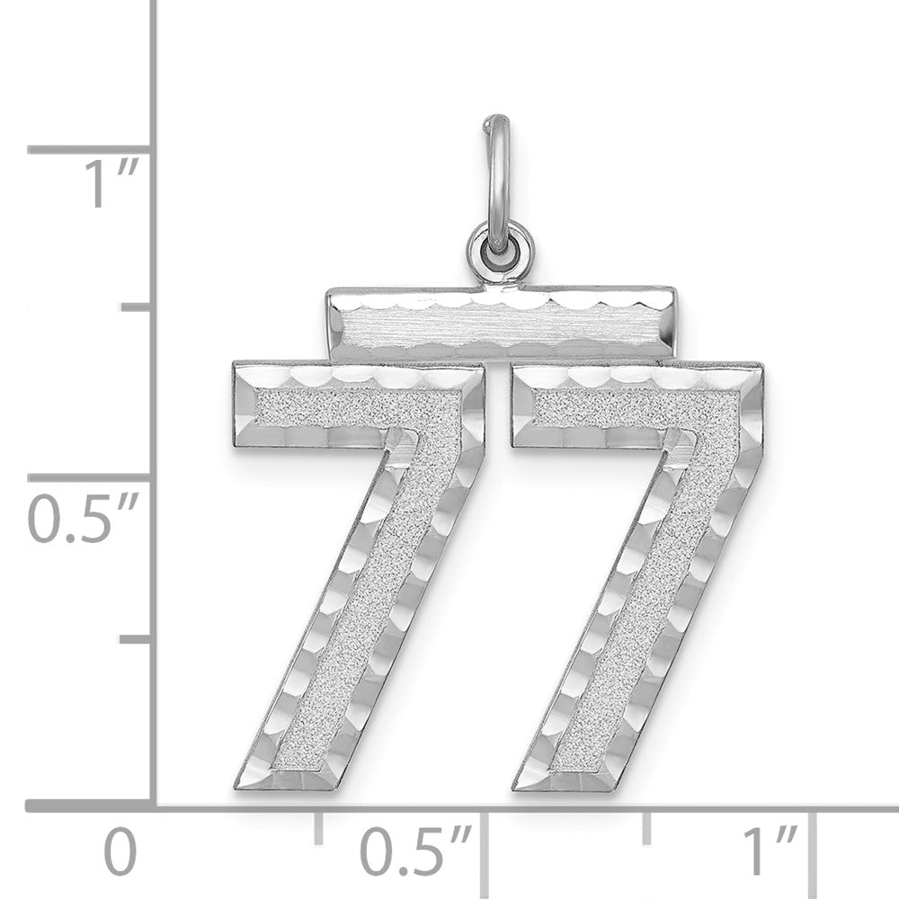 Alternate view of the Sterling Silver, Varsity Collection, Large D/C Pendant, Number 77 by The Black Bow Jewelry Co.