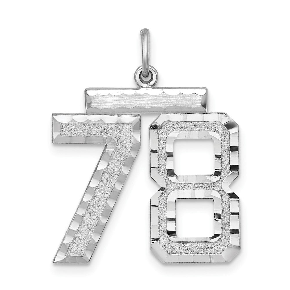 Sterling Silver, Varsity Collection, Large D/C Pendant, Number 78, Item P33460-78 by The Black Bow Jewelry Co.