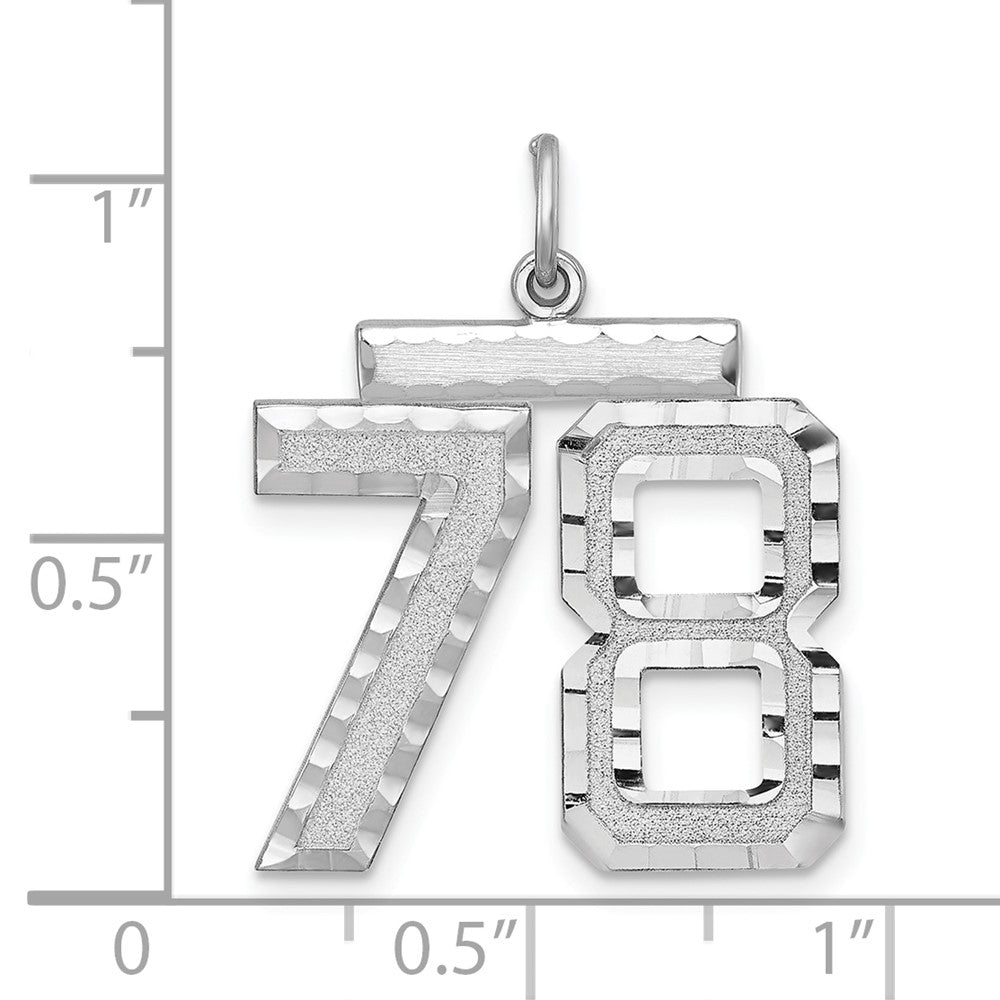 Alternate view of the Sterling Silver, Varsity Collection, Large D/C Pendant, Number 78 by The Black Bow Jewelry Co.