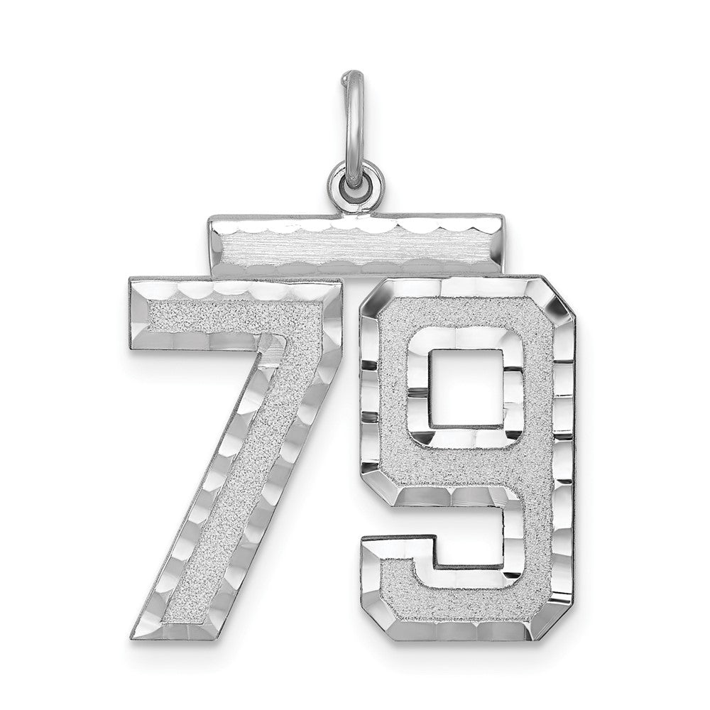 Sterling Silver, Varsity Collection, Large D/C Pendant, Number 79, Item P33460-79 by The Black Bow Jewelry Co.