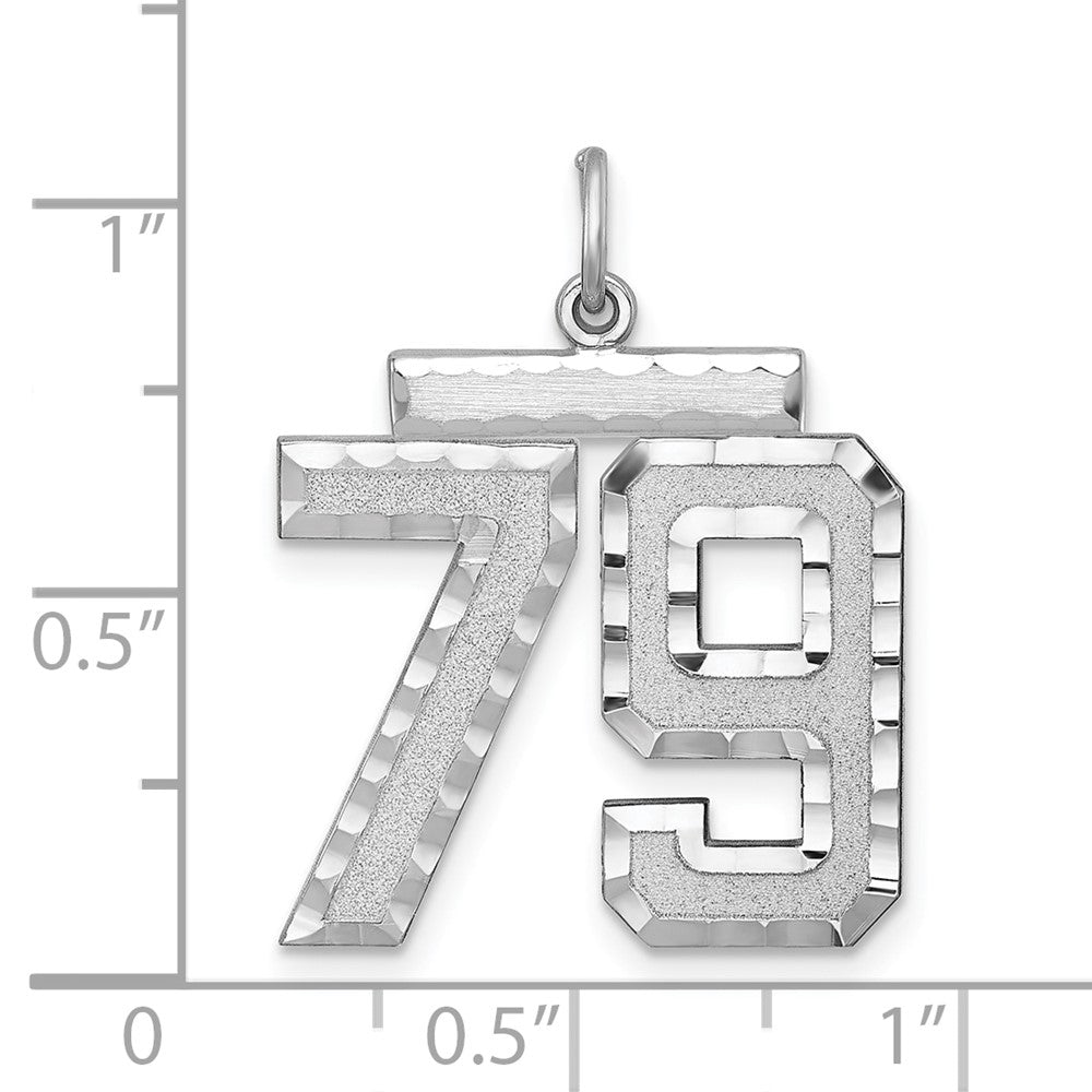 Alternate view of the Sterling Silver, Varsity Collection, Large D/C Pendant, Number 79 by The Black Bow Jewelry Co.