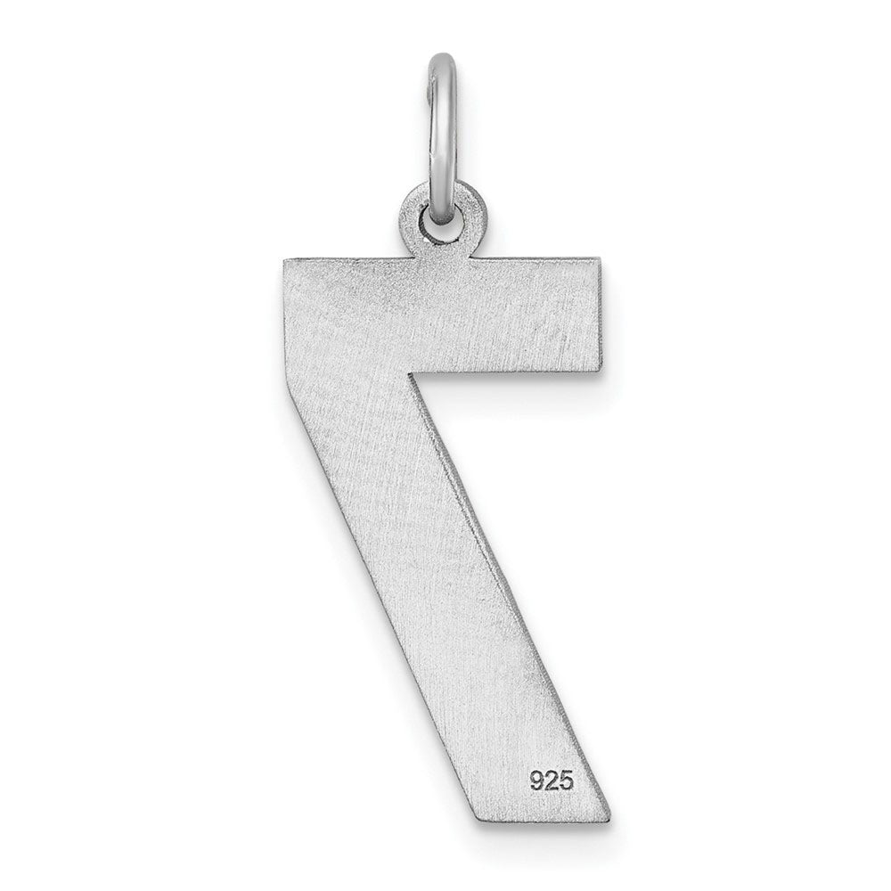 Alternate view of the Sterling Silver, Varsity Collection, Large D/C Pendant, Number 7 by The Black Bow Jewelry Co.