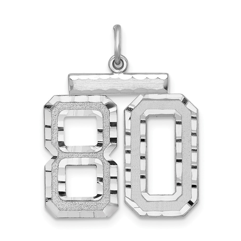Sterling Silver, Varsity Collection, Large D/C Pendant, Number 80, Item P33460-80 by The Black Bow Jewelry Co.