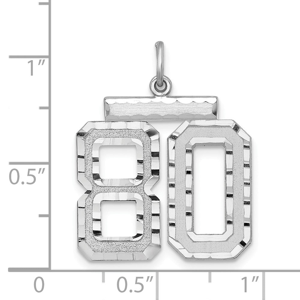Alternate view of the Sterling Silver, Varsity Collection, Large D/C Pendant, Number 80 by The Black Bow Jewelry Co.