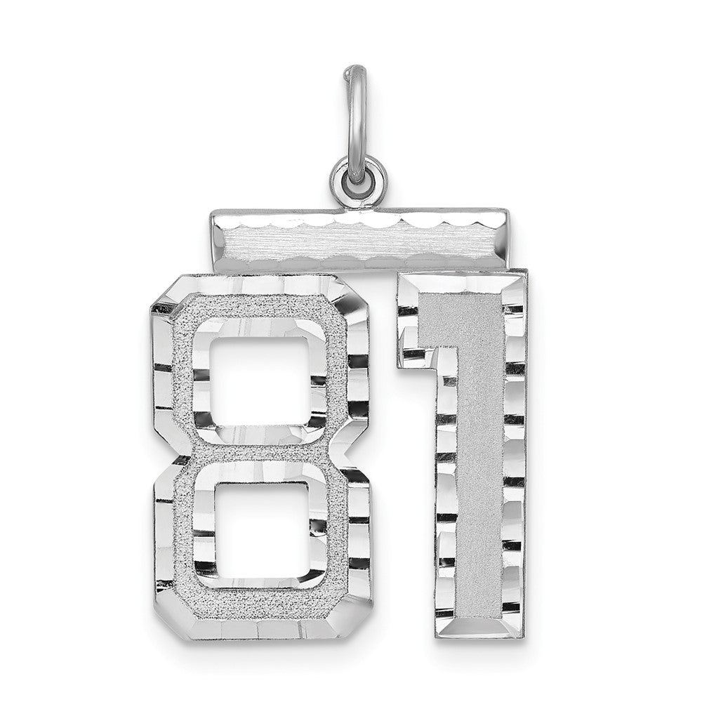 Sterling Silver, Varsity Collection, Large D/C Pendant, Number 81, Item P33460-81 by The Black Bow Jewelry Co.