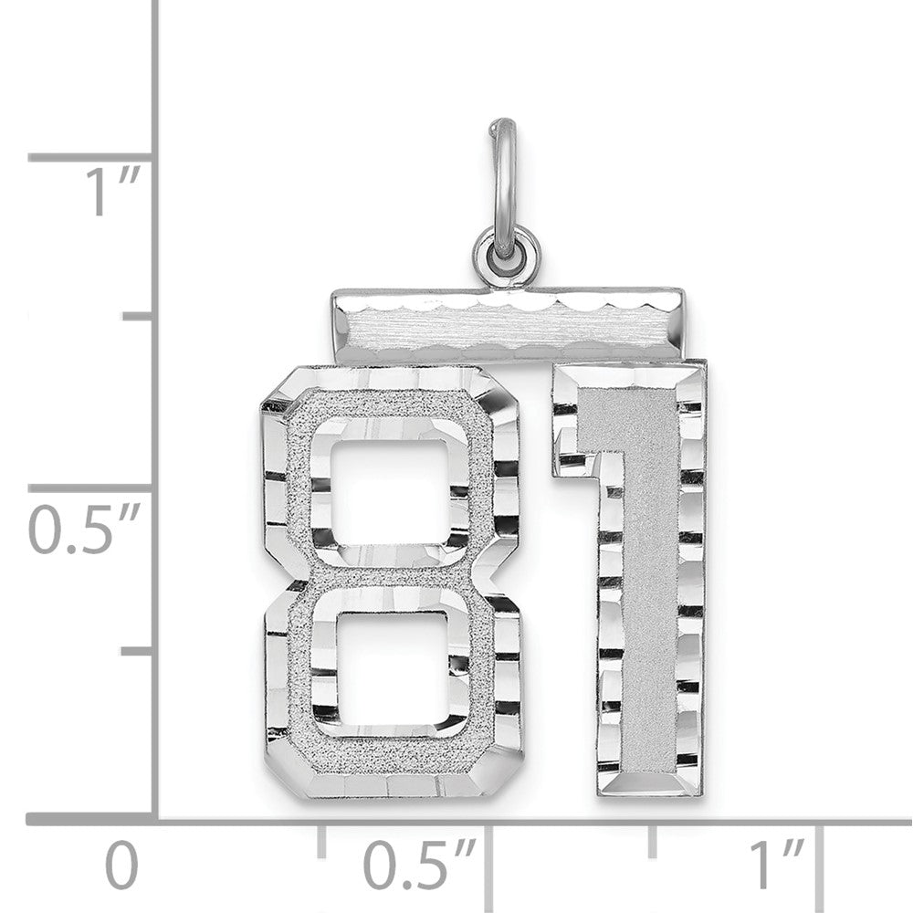 Alternate view of the Sterling Silver, Varsity Collection, Large D/C Pendant, Number 81 by The Black Bow Jewelry Co.