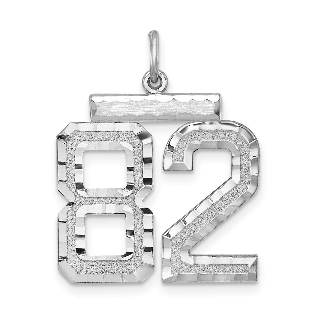 Sterling Silver, Varsity Collection, Large D/C Pendant, Number 82, Item P33460-82 by The Black Bow Jewelry Co.
