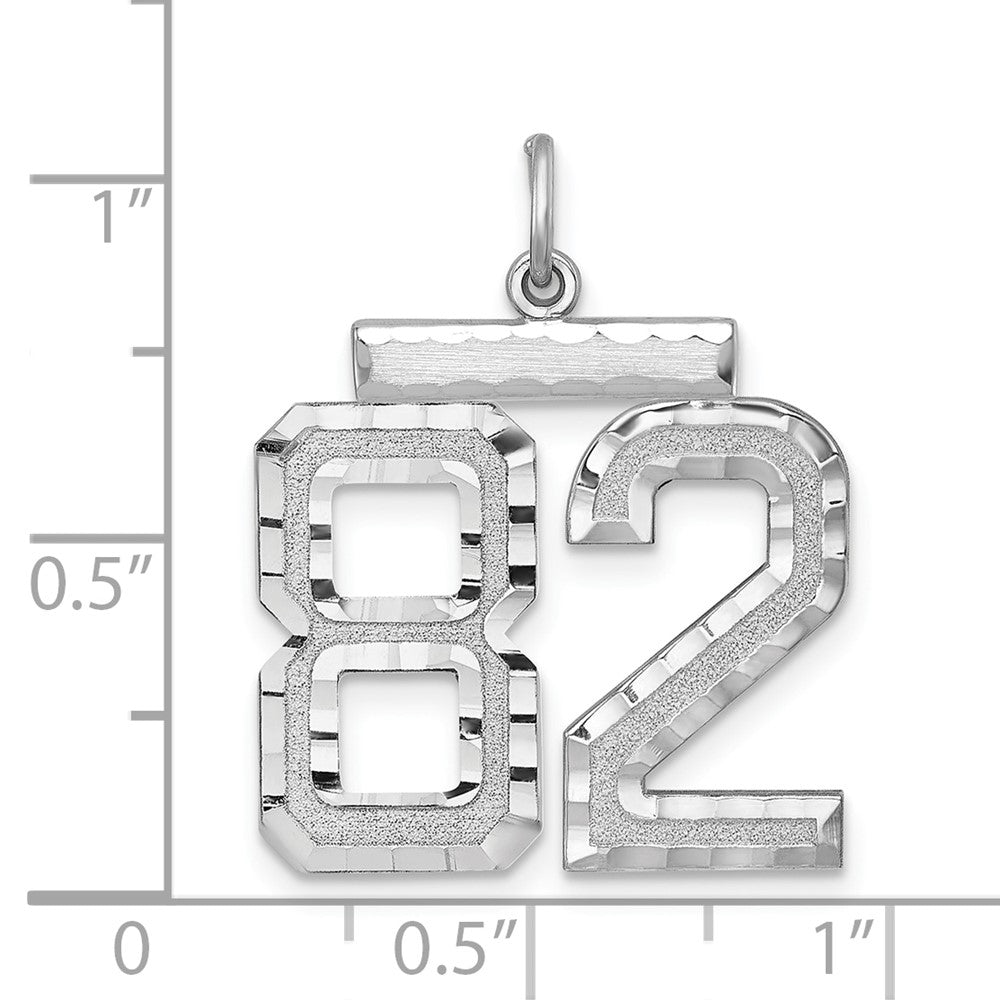 Alternate view of the Sterling Silver, Varsity Collection, Large D/C Pendant, Number 82 by The Black Bow Jewelry Co.