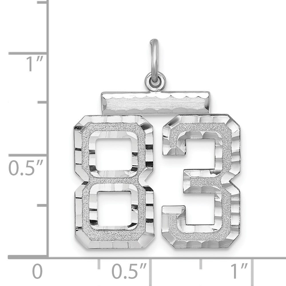 Alternate view of the Sterling Silver, Varsity Collection, Large D/C Pendant, Number 83 by The Black Bow Jewelry Co.
