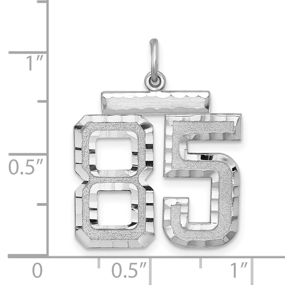 Alternate view of the Sterling Silver, Varsity Collection, Large D/C Pendant, Number 85 by The Black Bow Jewelry Co.