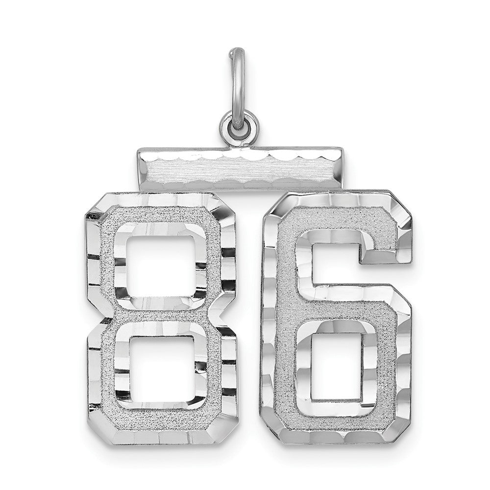 Sterling Silver, Varsity Collection, Large D/C Pendant, Number 86, Item P33460-86 by The Black Bow Jewelry Co.