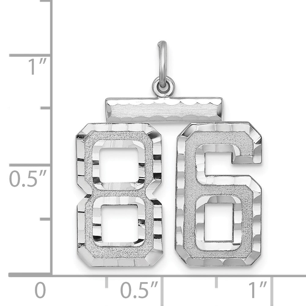 Alternate view of the Sterling Silver, Varsity Collection, Large D/C Pendant, Number 86 by The Black Bow Jewelry Co.
