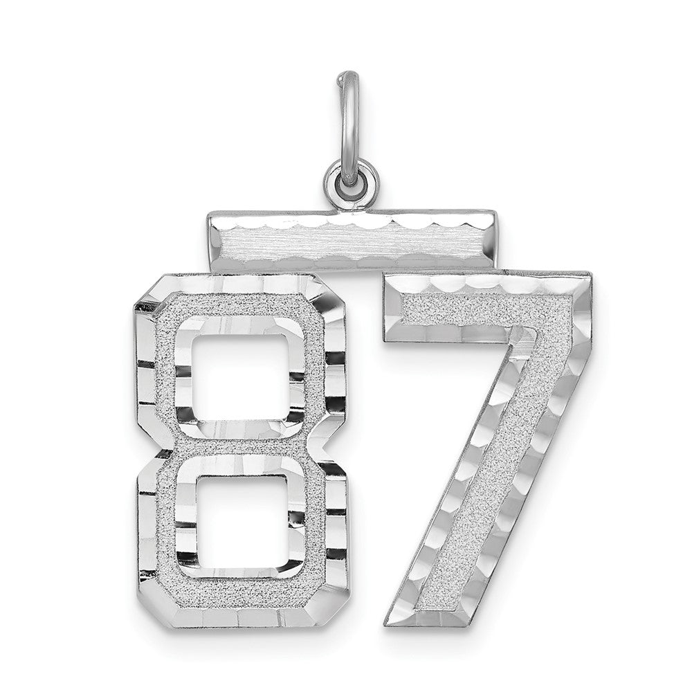 Sterling Silver, Varsity Collection, Large D/C Pendant, Number 87, Item P33460-87 by The Black Bow Jewelry Co.