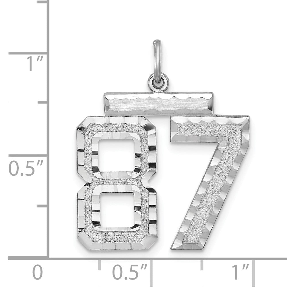 Alternate view of the Sterling Silver, Varsity Collection, Large D/C Pendant, Number 87 by The Black Bow Jewelry Co.