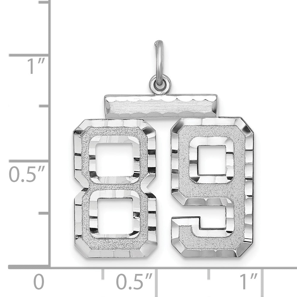 Alternate view of the Sterling Silver, Varsity Collection, Large D/C Pendant, Number 89 by The Black Bow Jewelry Co.