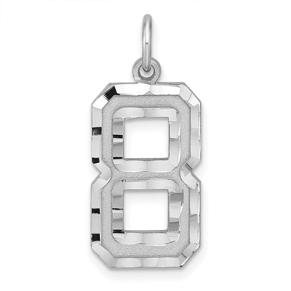 Sterling Silver, Varsity Collection, Large D/C Pendant, Number 8, Item P33460-8 by The Black Bow Jewelry Co.