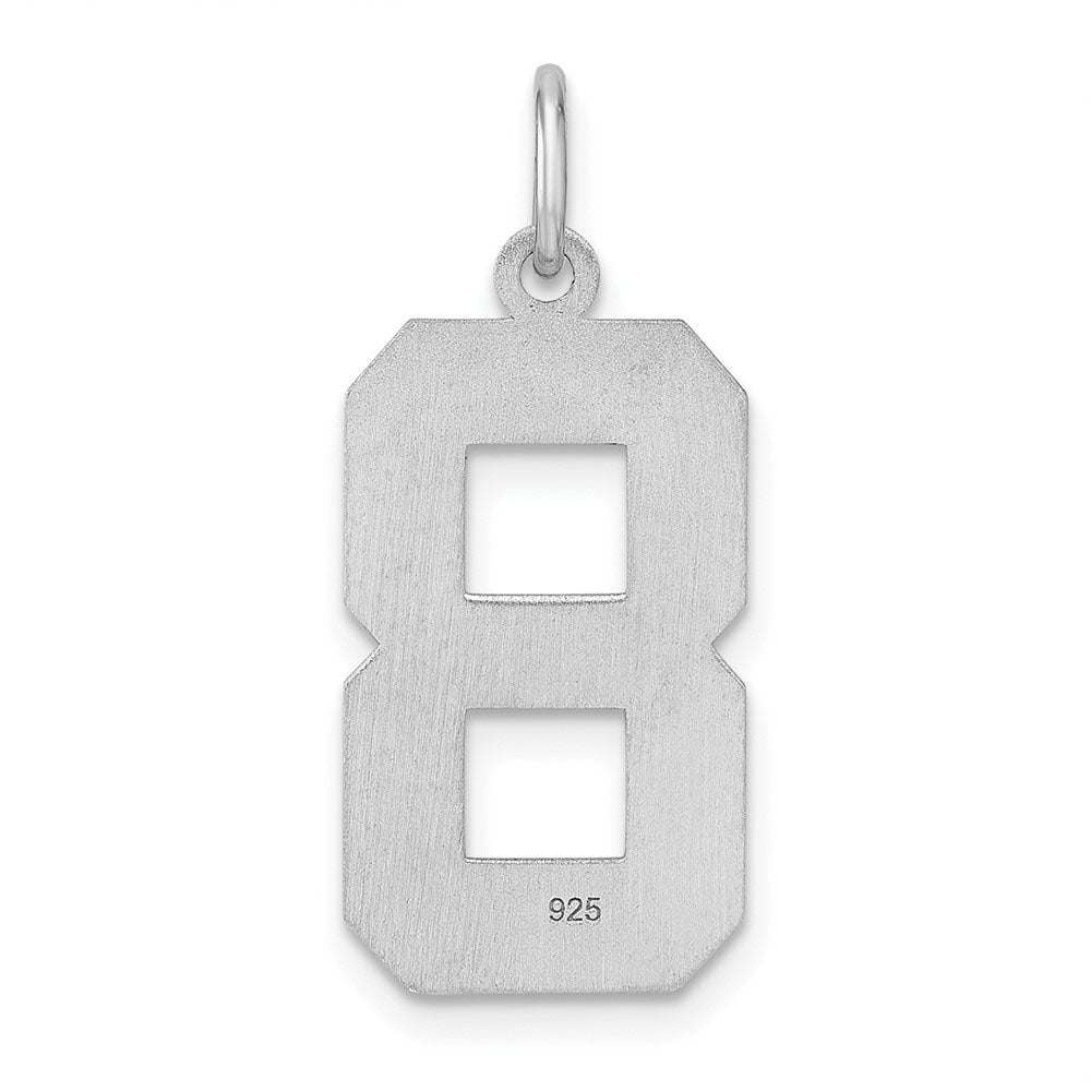 Alternate view of the Sterling Silver, Varsity Collection, Large D/C Pendant, Number 8 by The Black Bow Jewelry Co.