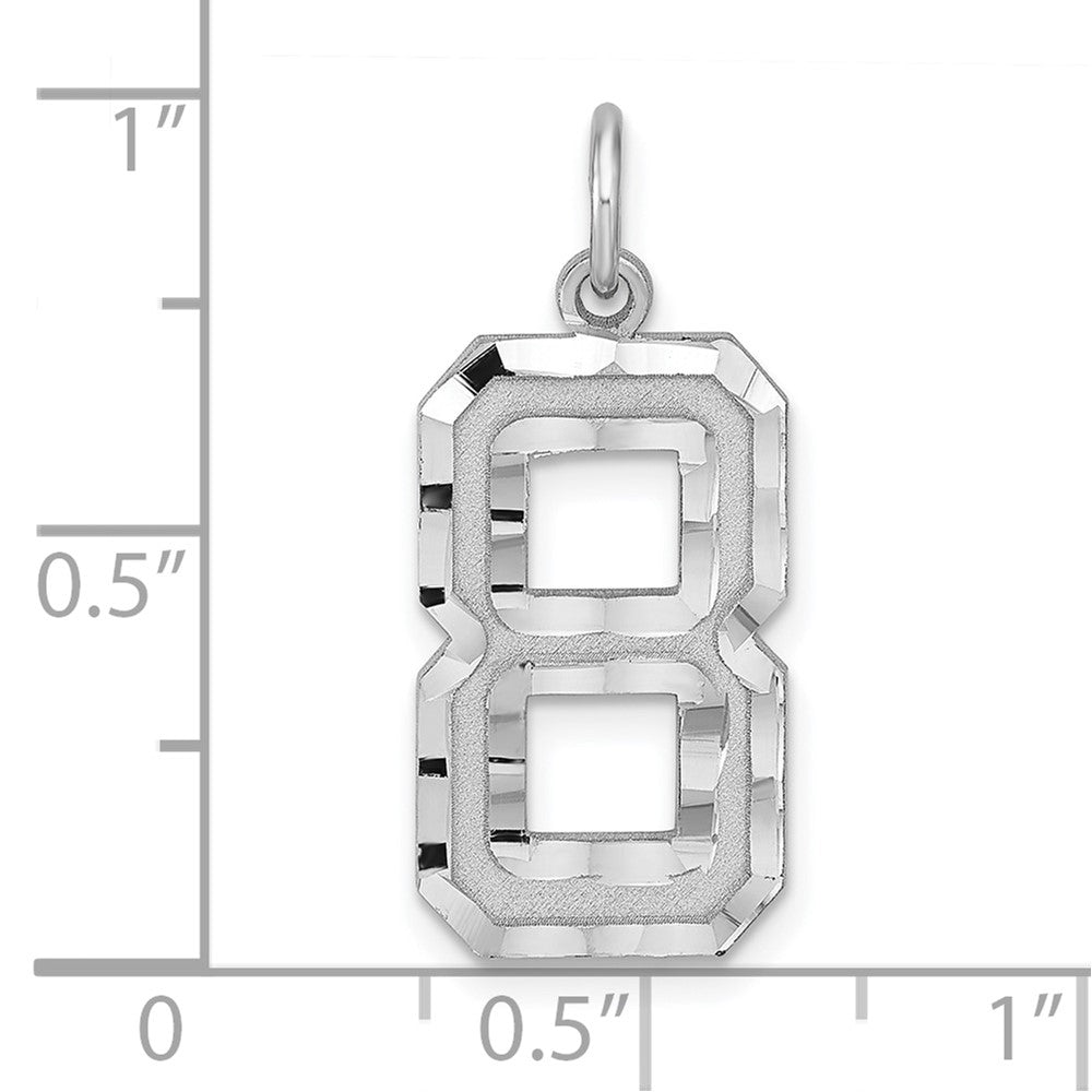Alternate view of the Sterling Silver, Varsity Collection, Large D/C Pendant, Number 8 by The Black Bow Jewelry Co.