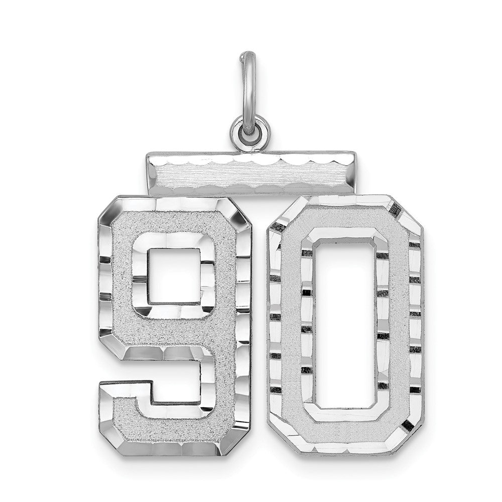 Sterling Silver, Varsity Collection, Large D/C Pendant, Number 90, Item P33460-90 by The Black Bow Jewelry Co.