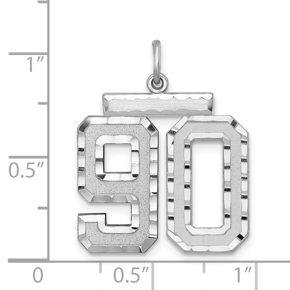 Alternate view of the Sterling Silver, Varsity Collection, Large D/C Pendant, Number 90 by The Black Bow Jewelry Co.