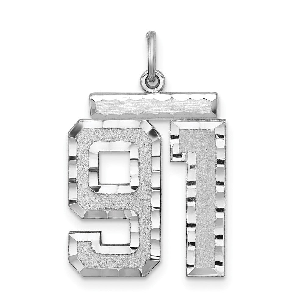 Sterling Silver, Varsity Collection, Large D/C Pendant, Number 91, Item P33460-91 by The Black Bow Jewelry Co.