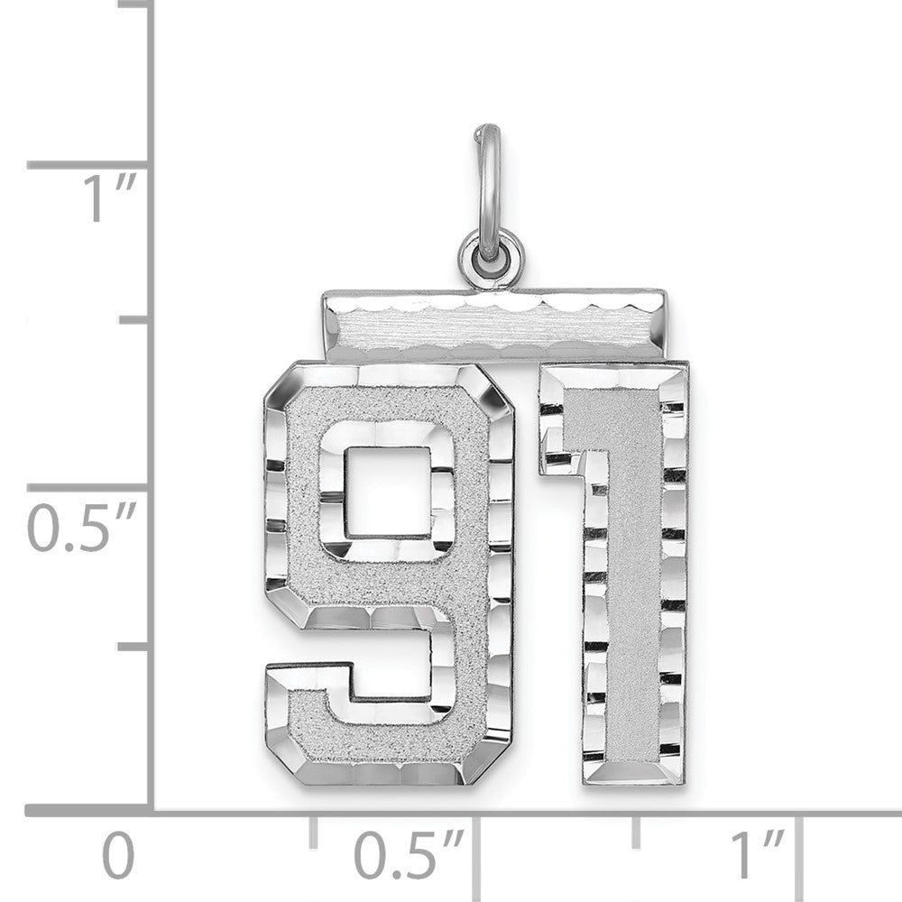Alternate view of the Sterling Silver, Varsity Collection, Large D/C Pendant, Number 91 by The Black Bow Jewelry Co.