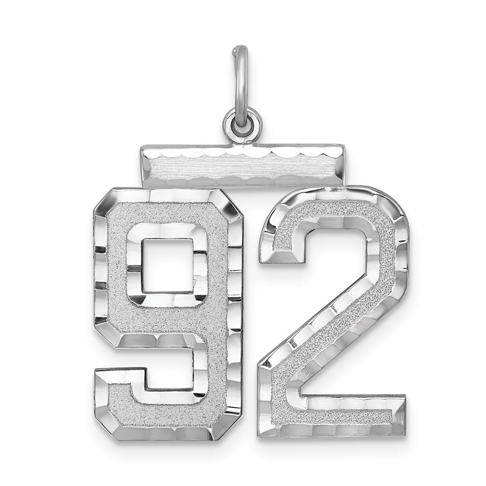 Sterling Silver, Varsity Collection, Large D/C Pendant, Number 92, Item P33460-92 by The Black Bow Jewelry Co.