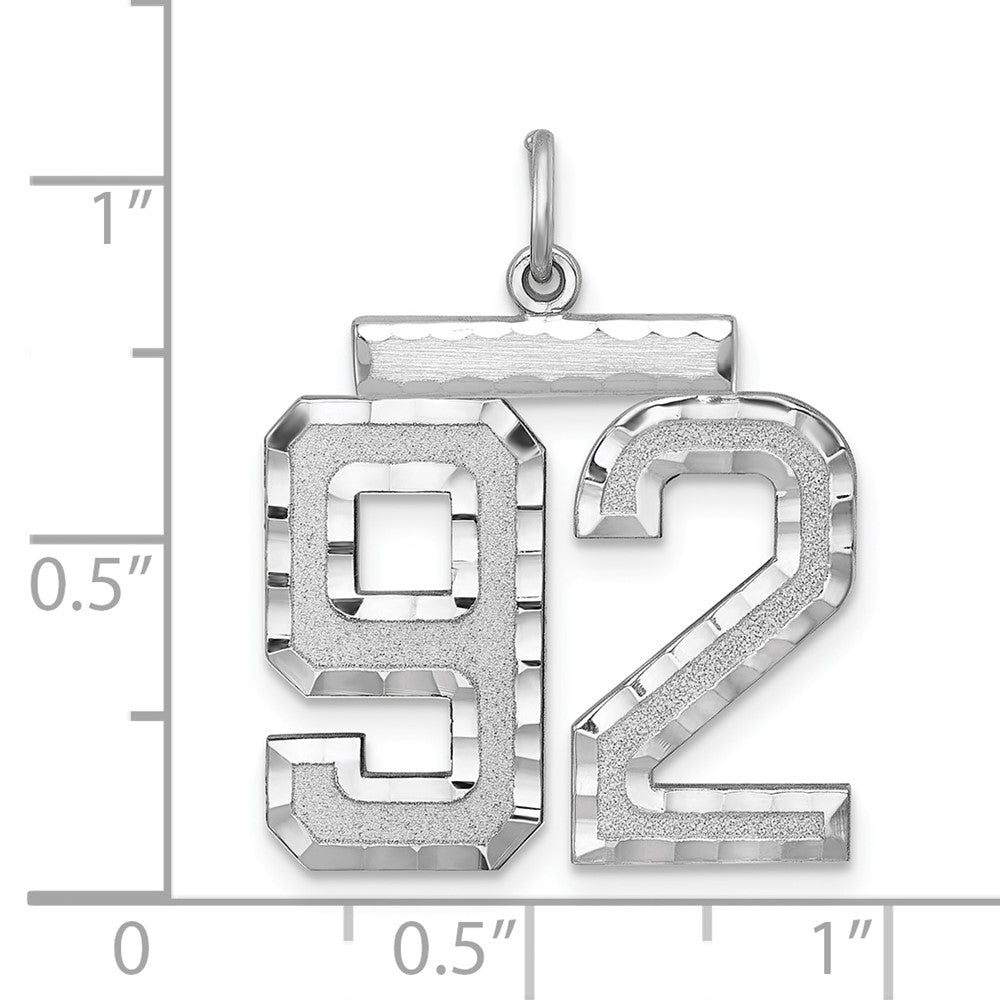 Alternate view of the Sterling Silver, Varsity Collection, Large D/C Pendant, Number 92 by The Black Bow Jewelry Co.