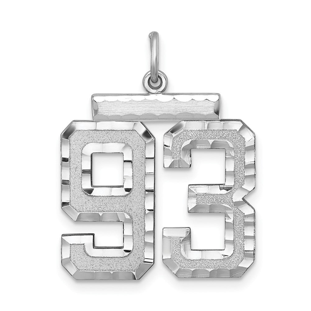Sterling Silver, Varsity Collection, Large D/C Pendant, Number 93, Item P33460-93 by The Black Bow Jewelry Co.