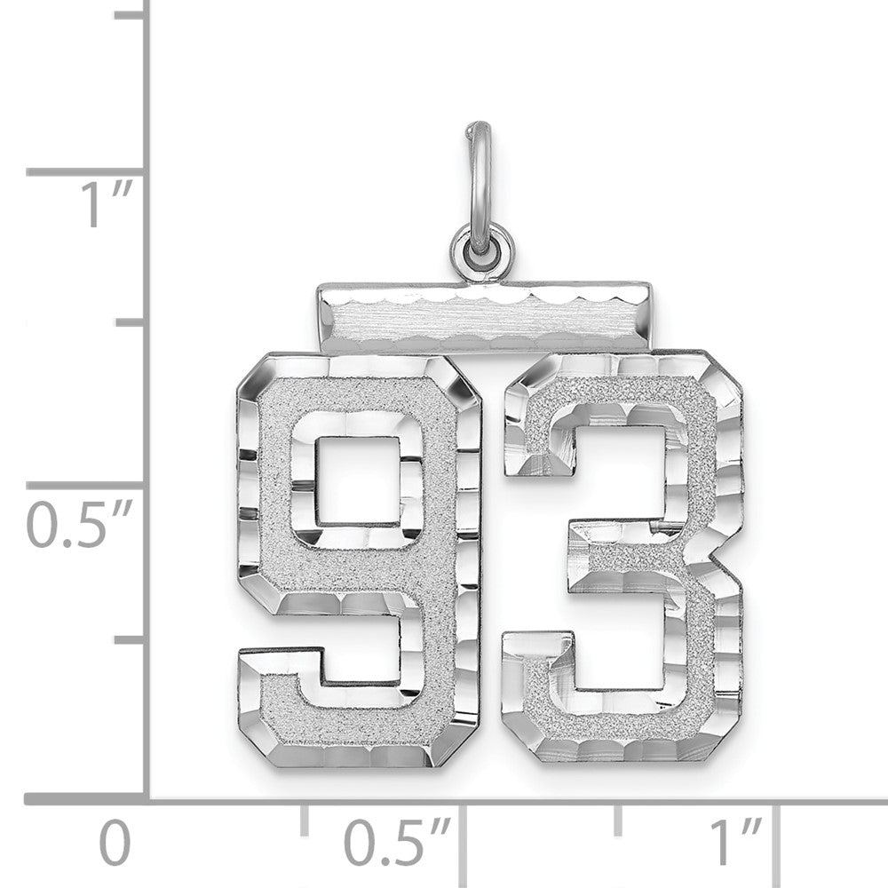 Alternate view of the Sterling Silver, Varsity Collection, Large D/C Pendant, Number 93 by The Black Bow Jewelry Co.
