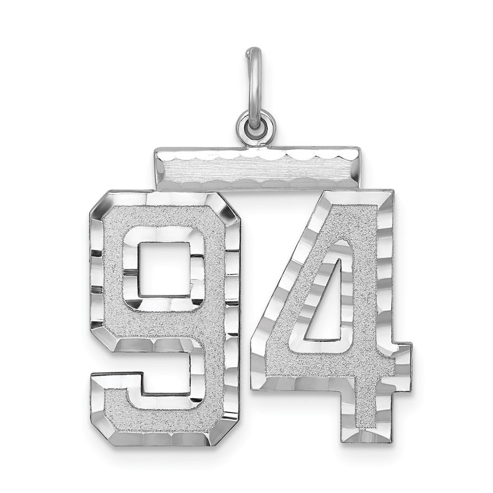 Sterling Silver, Varsity Collection, Large D/C Pendant, Number 94, Item P33460-94 by The Black Bow Jewelry Co.