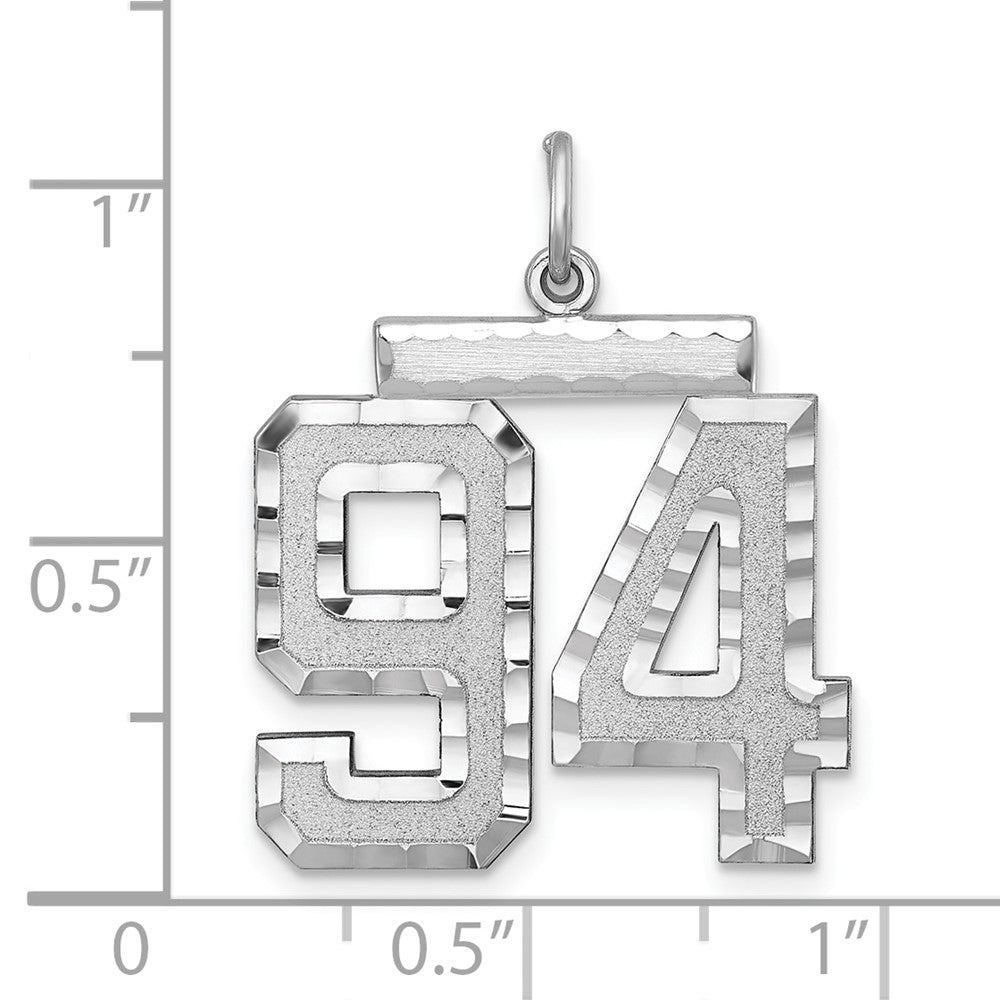 Alternate view of the Sterling Silver, Varsity Collection, Large D/C Pendant, Number 94 by The Black Bow Jewelry Co.