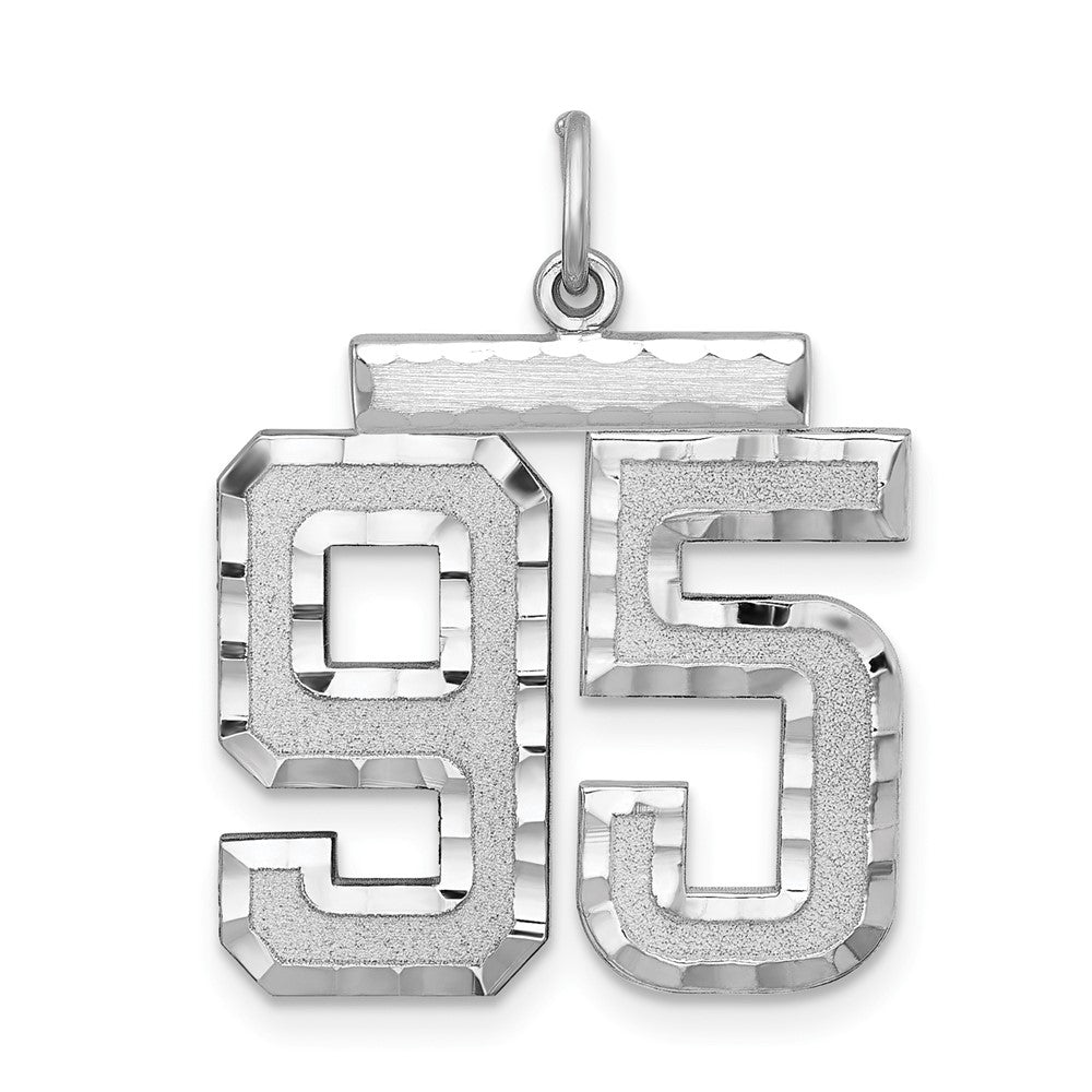 Sterling Silver, Varsity Collection, Large D/C Pendant, Number 95, Item P33460-95 by The Black Bow Jewelry Co.
