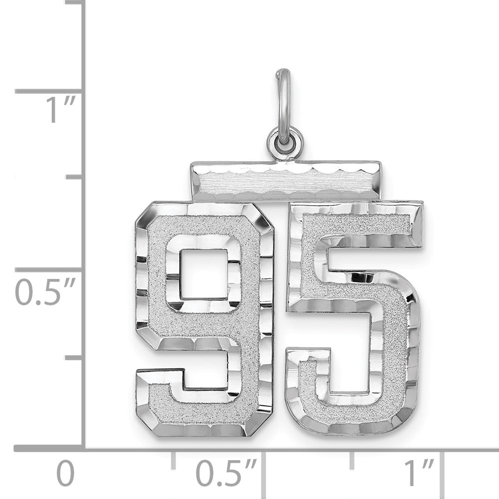 Alternate view of the Sterling Silver, Varsity Collection, Large D/C Pendant, Number 95 by The Black Bow Jewelry Co.