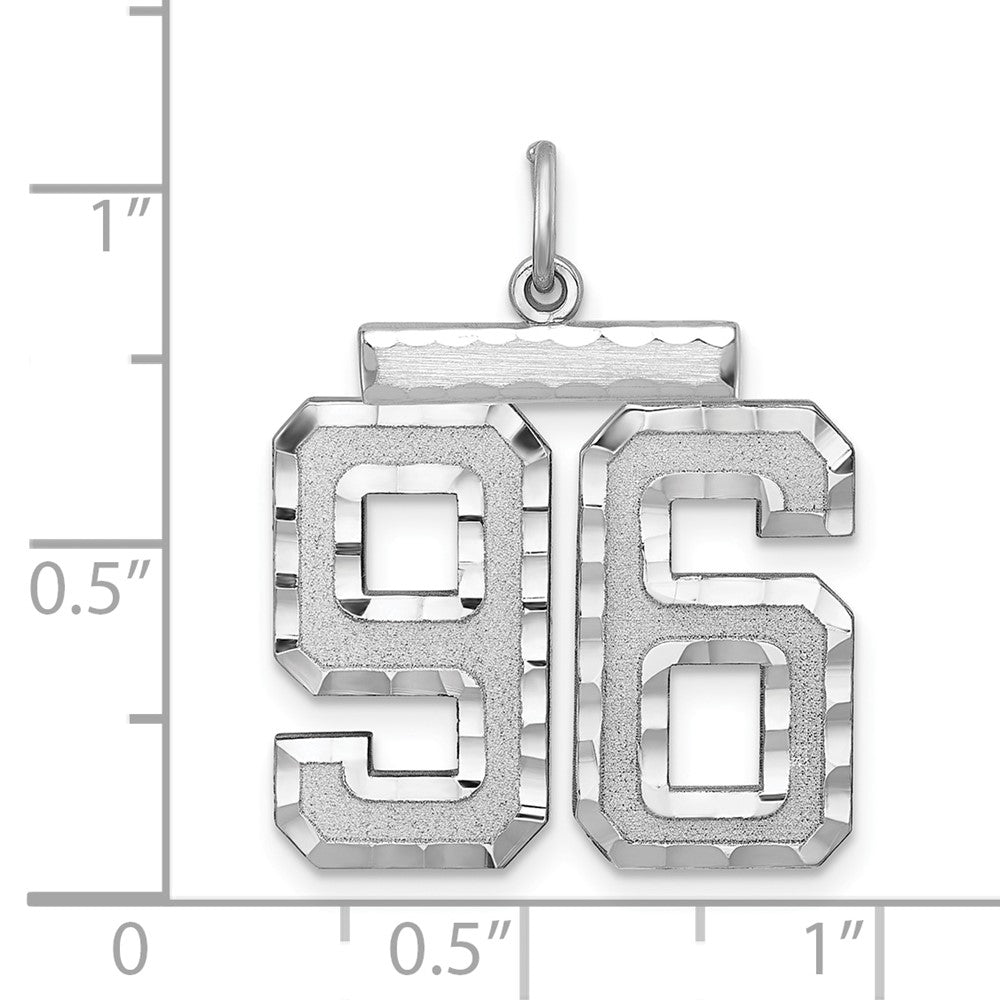 Alternate view of the Sterling Silver, Varsity Collection, Large D/C Pendant, Number 96 by The Black Bow Jewelry Co.