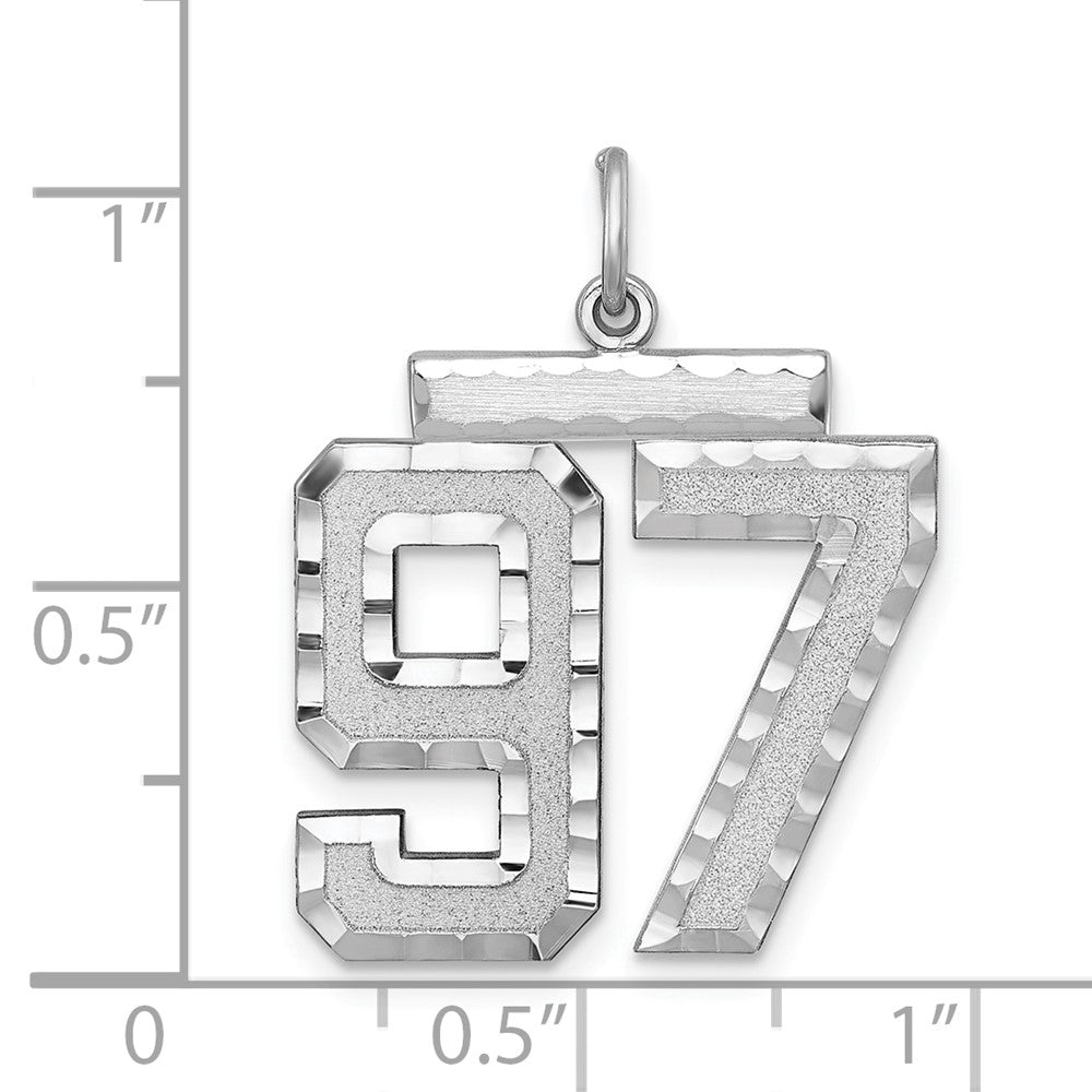 Alternate view of the Sterling Silver, Varsity Collection, Large D/C Pendant, Number 97 by The Black Bow Jewelry Co.