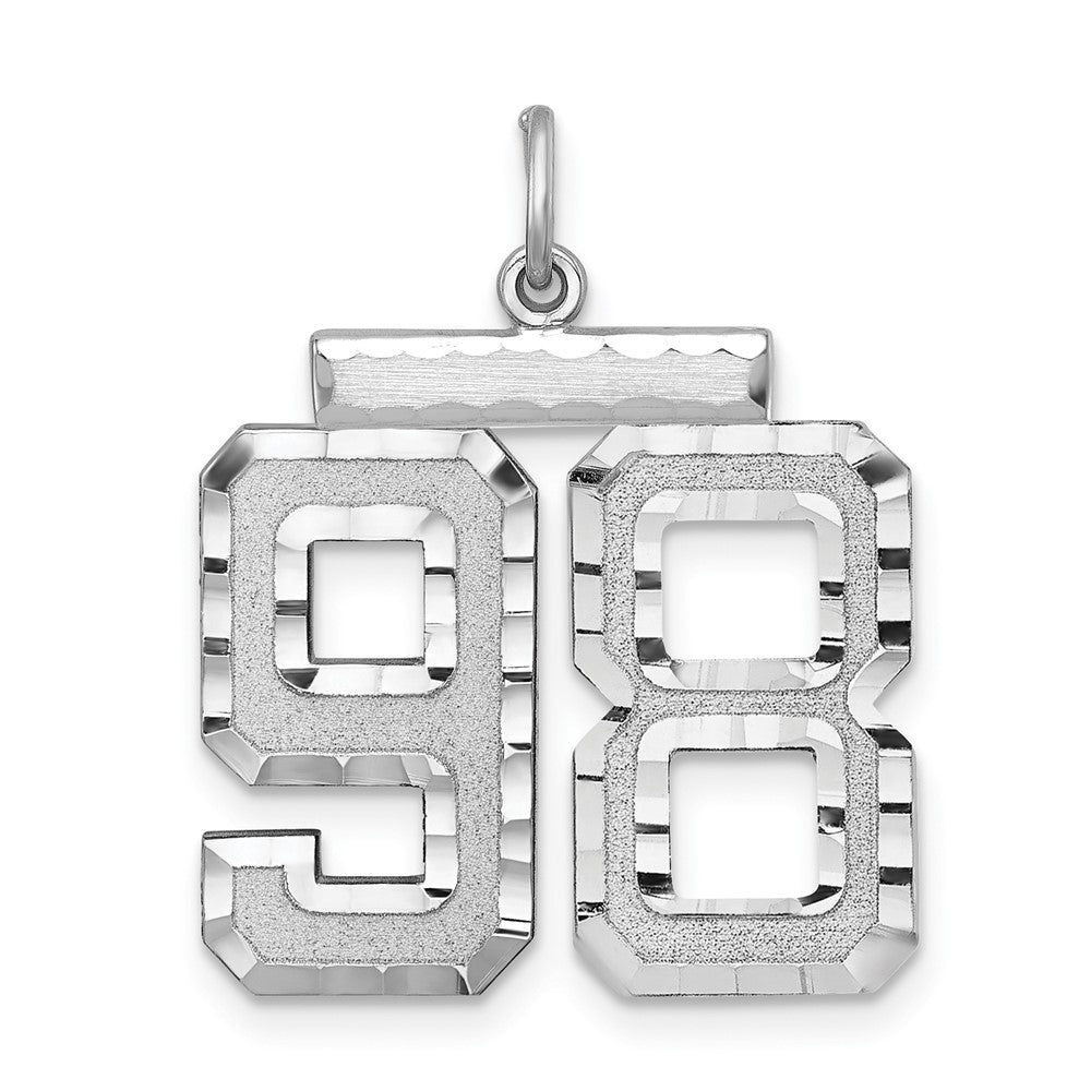 Sterling Silver, Varsity Collection, Large D/C Pendant, Number 98, Item P33460-98 by The Black Bow Jewelry Co.