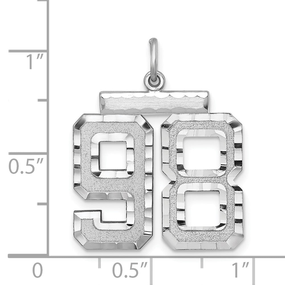 Alternate view of the Sterling Silver, Varsity Collection, Large D/C Pendant, Number 98 by The Black Bow Jewelry Co.