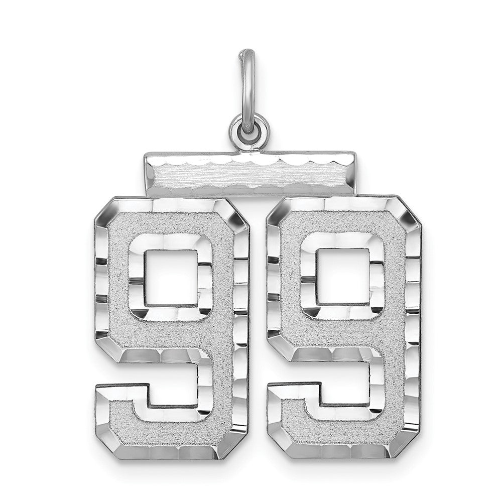 Sterling Silver, Varsity Collection, Large D/C Pendant, Number 99, Item P33460-99 by The Black Bow Jewelry Co.